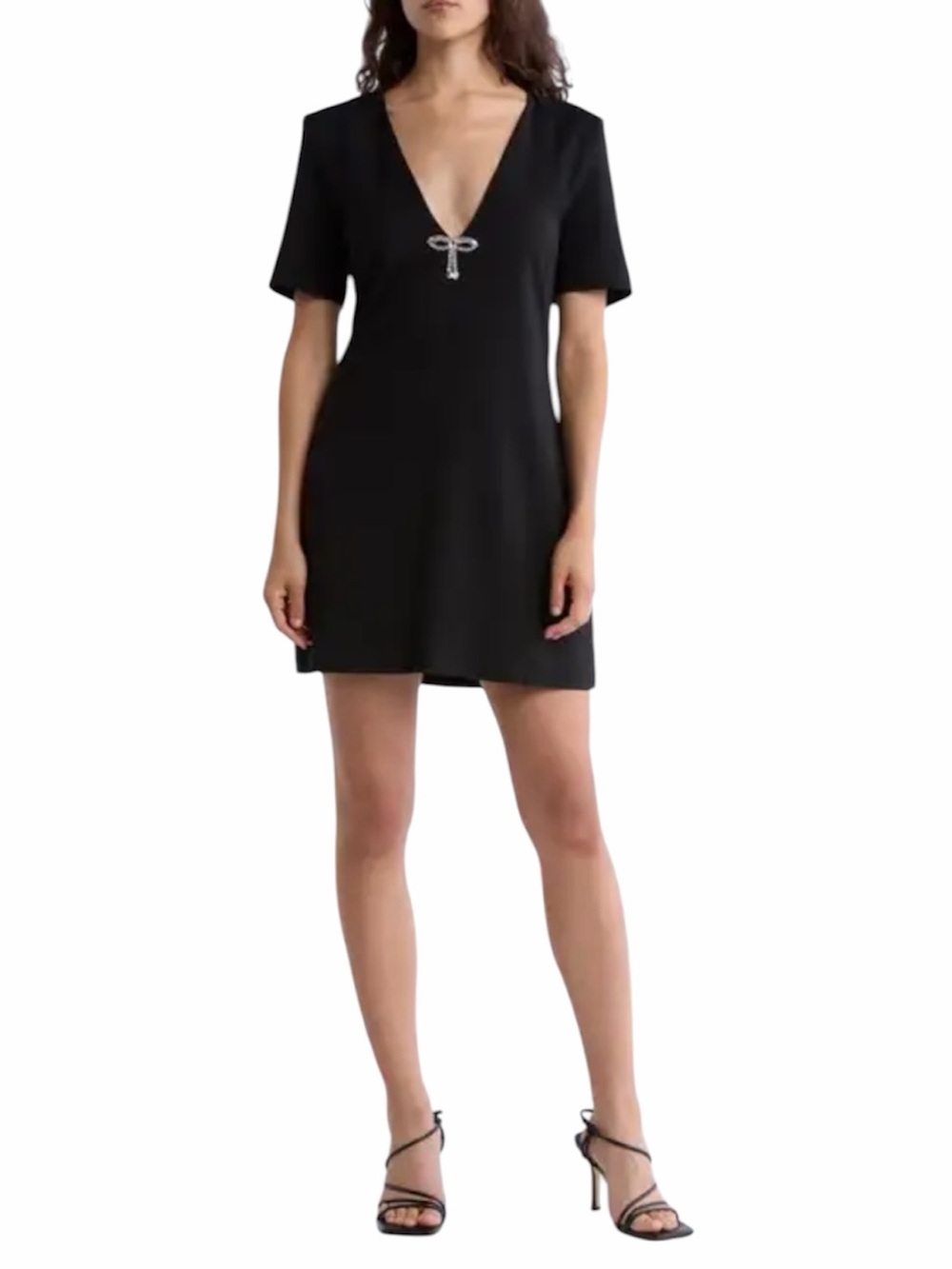 NWT Hutch Shift Dress Embellished Bow V-Neck Part | Black | Size L (10–12)